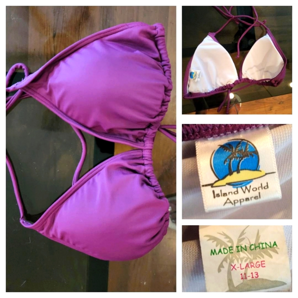 Purple Triangle Cup String Bikini Separate, Size XL